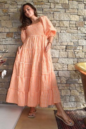 Nonni Gingham Darling Dress Orange?